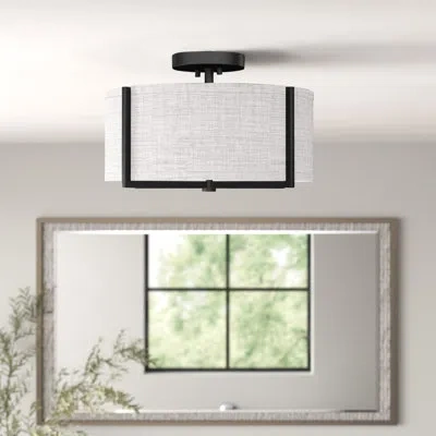 Hinkley Axis 2-light 14.5" Semi Flush Mount In Black,off White