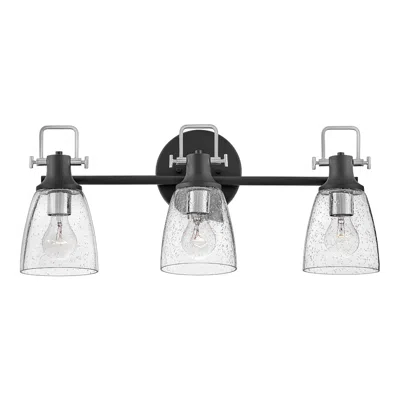 Hinkley Bath Easton-three Light Vanity-black With Chrome Accents