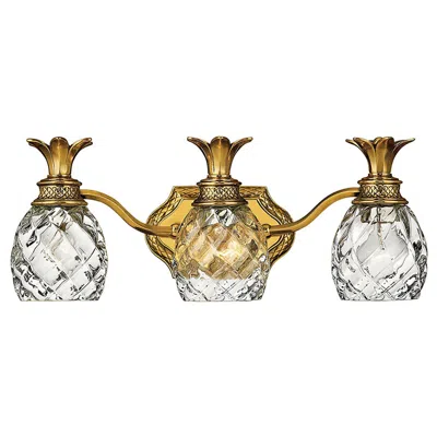 Hinkley Bath Plantation Medium Three Light Vanity 21" Burnished Brass