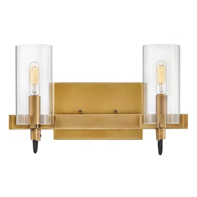 Hinkley Bath Ryden Small Two Light Vanity 13.75" Heritage Brass