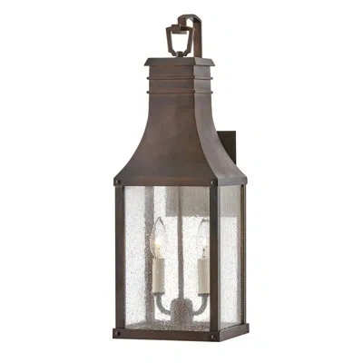 Hinkley Beacon Hill 2 - Bulb 23" H Seeded Glass Outdoor Wall Lantern In Blackened Copper;cuivre Noirci