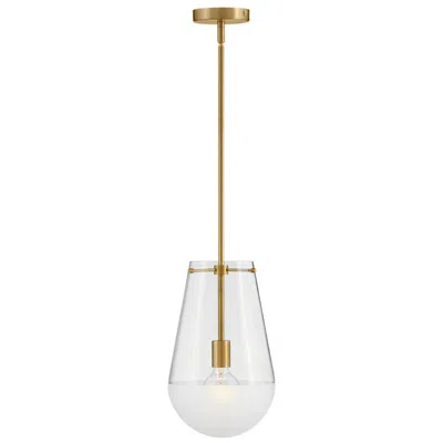 Hinkley Beck 9"w Lacquered Brass Mini Pendant W/ Clear Glass
