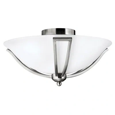 Hinkley Bolla 2 - Light 16.8" Semi Flush Mount In Brushed Nickel,light Amber Seedy Glass