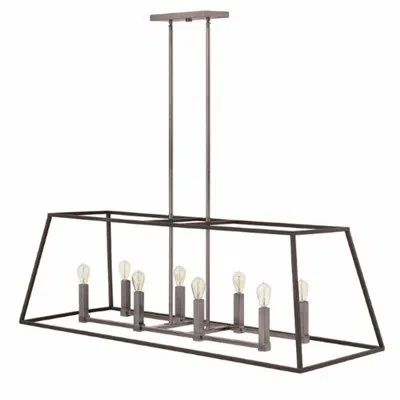 Hinkley Burley Oak 8-light Kitchen Island Linear Pendant In Aged Zinc
