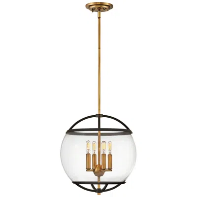 Hinkley Calvin 15" Wide Black And Brass 4-light Orb Pendant