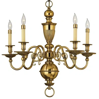 Hinkley Cambridge 5-light Candle Single Tier Chandelier In Burnished Brass