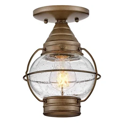 Hinkley Cape Cod 7-in Outdoor Convertible Light - Flush Mount Or Pendant In Burnished Bronze