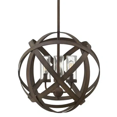 Hinkley Carson 3-light 12v Led Outdoor Orb Pendant, Vintage Iron
