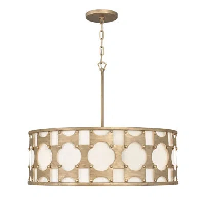 Hinkley Carter 6 - Light Shaded Drum Chandelier In Burnished Gold
