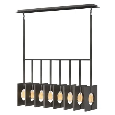 Hinkley Chandelier Ludlow Small Eight Light Linear 37" Brushed Graphite