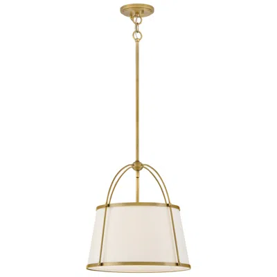 Hinkley Clarke 16 1/4" Dark Brass White Linen Shade Pendant Light