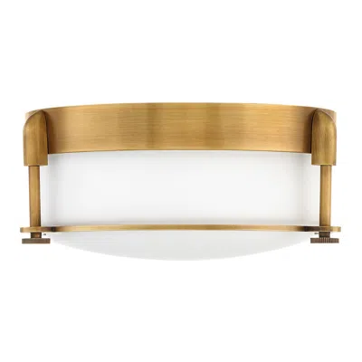 Hinkley Colbin 12 1/2" Wide Brass And White Glass Flush Ceiling Light