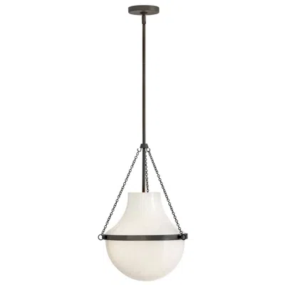 Hinkley Collins 15" Wide Black Oxide Opal Glass Globe Pendant Light