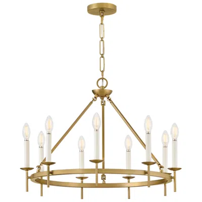 Hinkley Copley 27 3/4"w Brass 9-light Wagon Wheel Chandelier