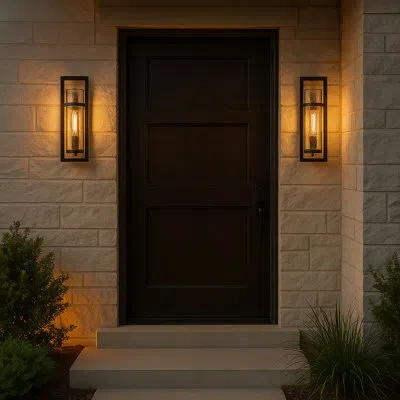 Hinkley Cordillera Seeded Glass Outdoor Wall Lantern In Black