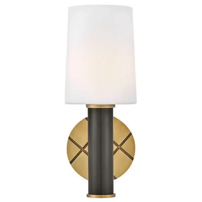 Hinkley Declan Medium Single Light Wall Sconce With Crosshatch Motif In Matte Black;brass