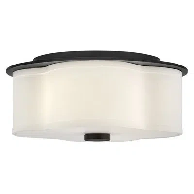 Hinkley Delaney 2-light Flush Mount Ceiling Light With Linen Shade In Black