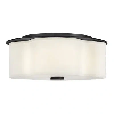 Hinkley Delaney 3-light Flush Mount Ceiling Light With Linen Shade In Black