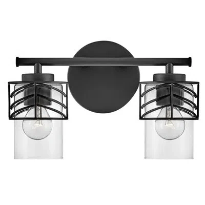 Hinkley Della Two-light Chevron Bath Vanity In Black
