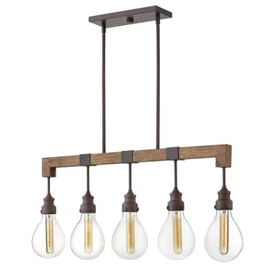 Hinkley Denton 5-light Kitchen Island Linear Pendant In Industrial Iron