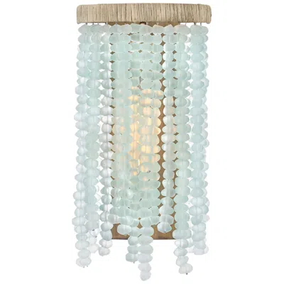 Hinkley Dune 16" High Burnished Gold Blue Sea Glass Wall Sconce
