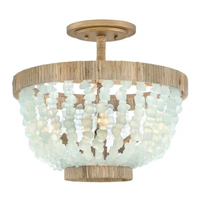 Hinkley Dune 16" Sea Grass And Burnished Gold Semi-flush Ceiling Light