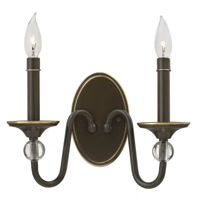 Hinkley Eleanor 2-light Candle Wall Light In Light Oiled Bronze
