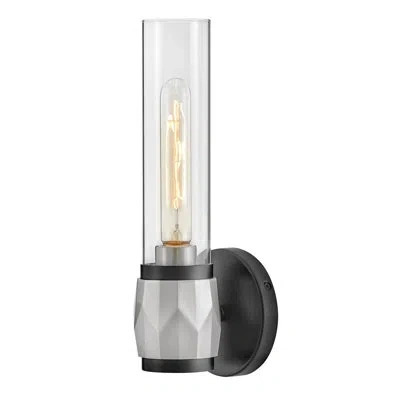 Hinkley Ellison 1-light Bath Vanity Light Wall Sconce With Faceted Cuff In Black,brushed Nickel