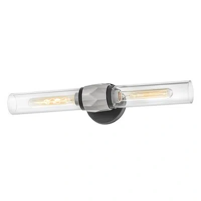 Hinkley Ellison 2-light Bath Vanity Fixture With Faceted Cuff In Black,brushed Nickel