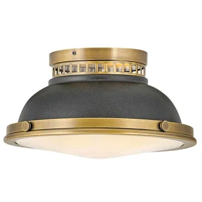 Hinkley Emery 2 - Light 12.75" Simple Bowl Flush Mount In Heritage Brass,aged Zinc,aged Zinc