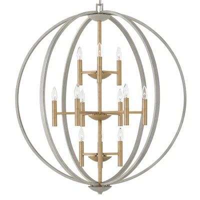 Hinkley Euclid 12 - Light Candle Style Globe Chandelier In Cement Gray