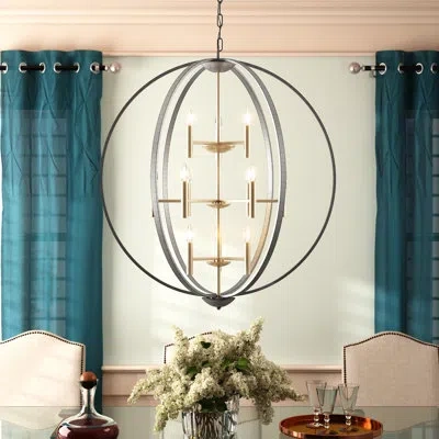 Hinkley Euclid 16 - Light Candle Style Globe Chandelier In Cement Gray