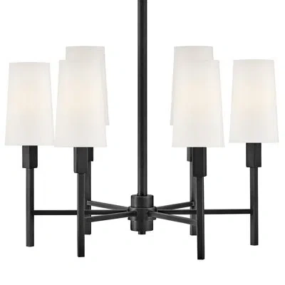 Hinkley Fenwick Six-light Chandelier W/ Natural Paper Shades In Black