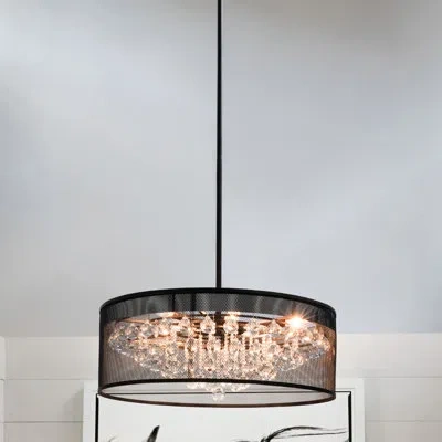 Hinkley Fiona 6-light Shaded Drum Chandelier In Black