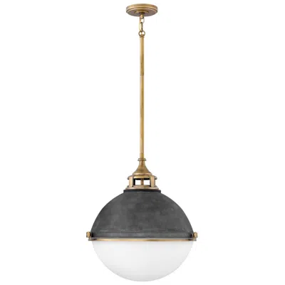Hinkley Fletcher 18" Wide Aged Zinc And Gold Pendant Light