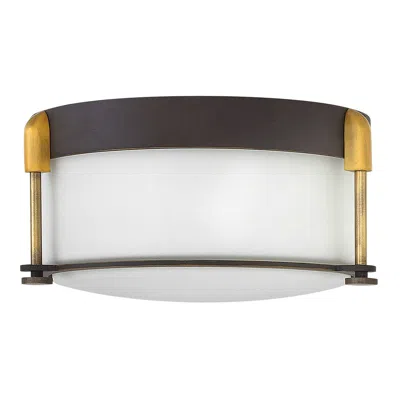Hinkley Foyer Colbin 12" Bronze-gold And White Glass Ceiling Light