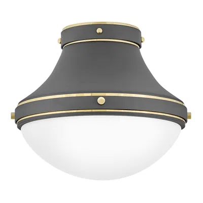 Hinkley Foyer Oliver Medium Flush Mount 14" Dark Matte Grey