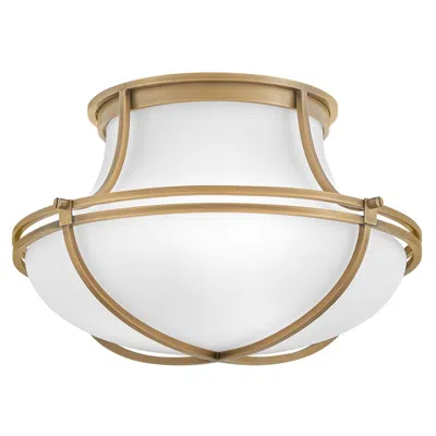 Hinkley Foyer Saddler Medium Flush Mount 15.25" Heritage Brass