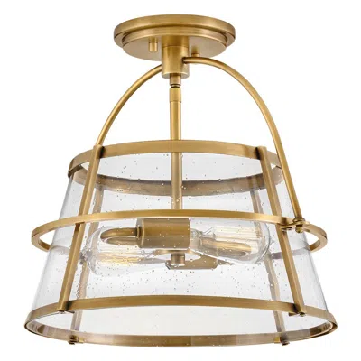 Hinkley Foyer Tournon Medium Semi Flush Mount 15" Heritage Brass