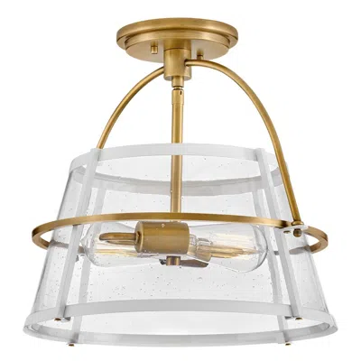 Hinkley Foyer Tournon Medium Semi Flush Mount 15" Heritage Brass