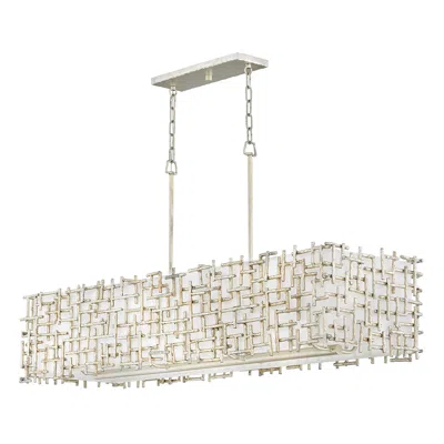 Hinkley Fredrick Ramond Chandelier Farrah Medium Eight Light Linear 48" Silver In Neutral