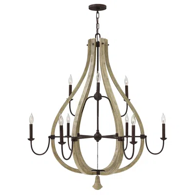 Hinkley Fredrick Ramond Chandelier Middlefield Large Open Frame Two Tier Iron Rust