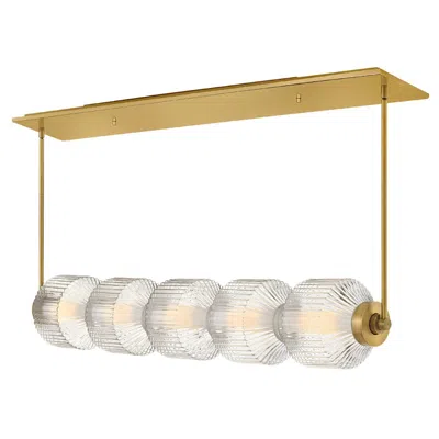 Hinkley Fredrick Ramond Chandelier Reign 5 Light Led Linear 46.75" Lacquered Brass