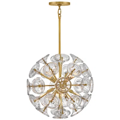 Hinkley Fredrick Ramond Maya Large Pendant 19.75" Unlacquered Brass In Brown