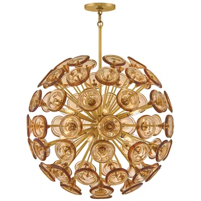 Hinkley Fredrick Ramond Maya Medium Globe Chandelier 30" Unlacquered Brass In Gold