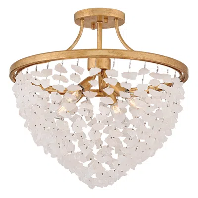 Hinkley Fredrick Ramond Myra 18" Wide Distressed Brass Semi Flush Mount