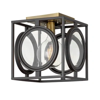 Hinkley Fulham 1 - Light 10" Caged Geometric Flush Mount In Buckeye Bronze