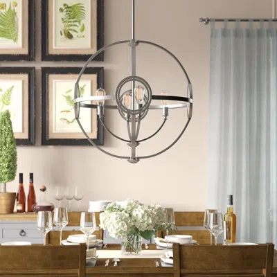 Hinkley Fulham 4 - Light Candle Style Globe Chandelier In Polished Antique Nickel