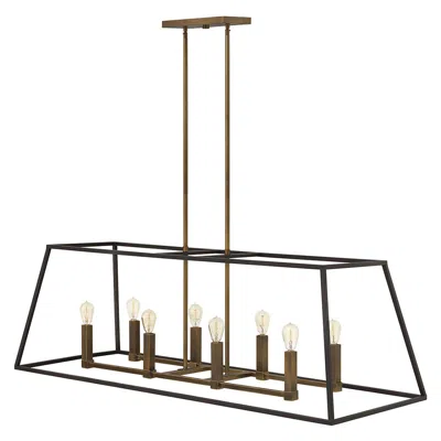 Hinkley Fulton 48" Bronze Linear Geometric Kitchen Island Chandelier