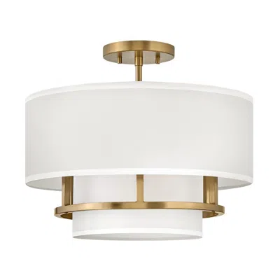 Hinkley Graham 16"w Lacquered Brass 3-light Ceiling Light